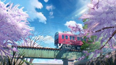 唯美治愈樱花列车