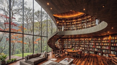 【雨景】雨中的图书馆