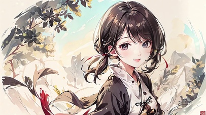 水墨古风典雅高清可爱少女