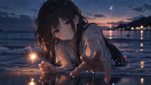 海浪与少女