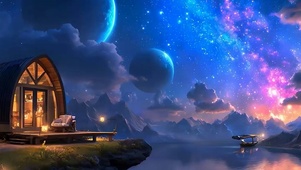 星空夜景带鱼屏