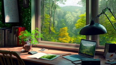 安静的午后雨天窗外