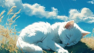 躺在草地上的猫猫