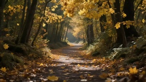 秋日阳光田园小径