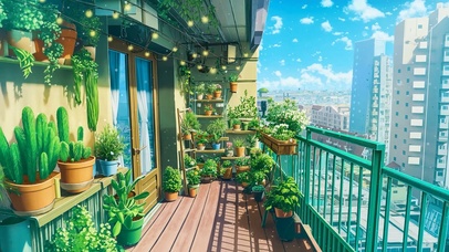 夏日城市阳台