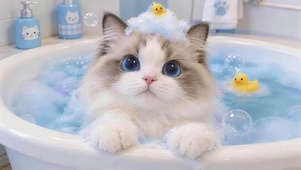 泡泡浴猫咪