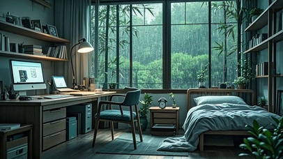 【雨景】竹林卧室