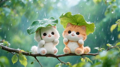 躲雨的小猫
