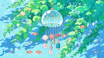 夏日海风里的水母风铃