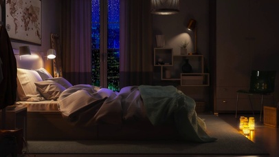 舒适的雨声睡眠卧室