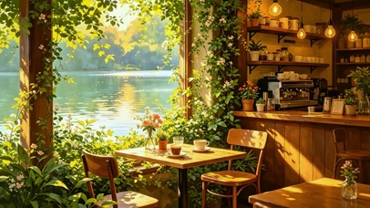 治愈湖边小店4K