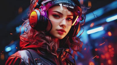 国外卷发电竞美女