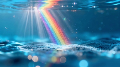 清澈水下的彩虹治愈系光影小清新