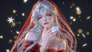 红纱银发梦幻美少女