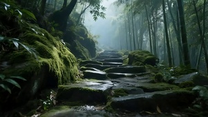 清新迷雾山林小径