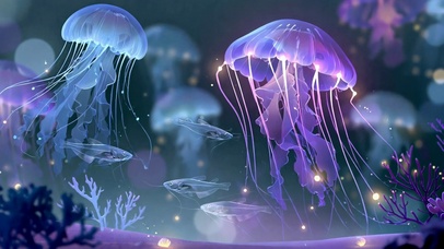 梦幻深海发光水母