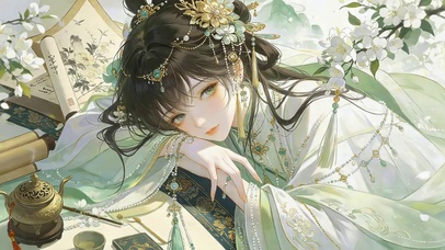 国风情侣壁纸——女款