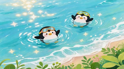 企鹅水中嬉戏