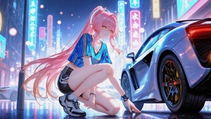 都市粉发跑车美少女爱弥斯