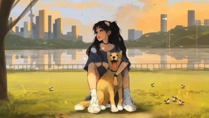 少女与狗狗