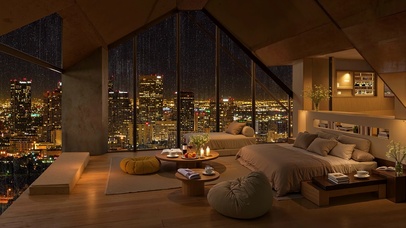 城市卧室玻璃雨