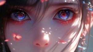 二次元插画少女星辰般的眼睛