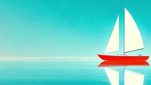 夕阳海景小船带鱼屏