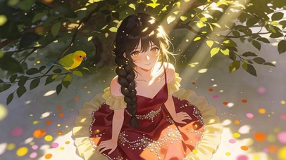 树下女孩