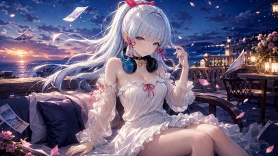 海边晚霞少女