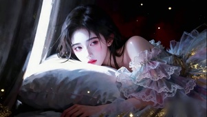 窗曦慵懒少女