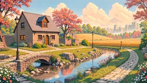 城郊溪边小屋