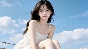 晴空下的清纯女孩