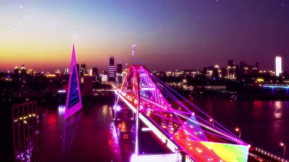 赛博朋克风科技城市粒子