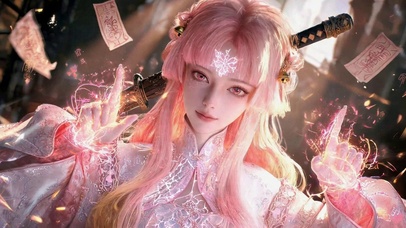 粉发古风二次元美少女