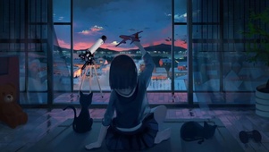 看夜景的少女