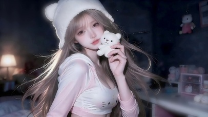 可爱玩偶贴贴少女