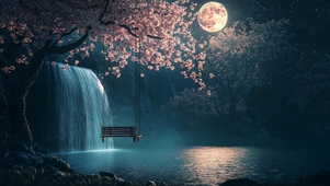 夜晚湖水