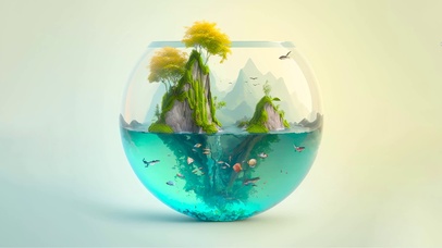 鱼缸里的山水世界