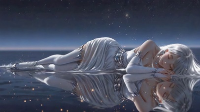 唯美少女水中倒影 