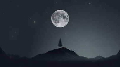 星空月亮下月明山峰松树