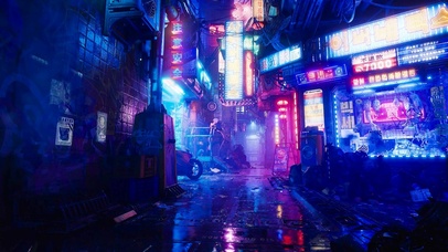 科幻赛博雨夜街头