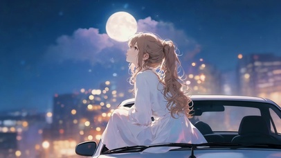 赏月的女孩