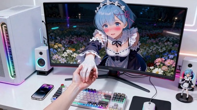 二次元蕾姆花田牵手壁纸