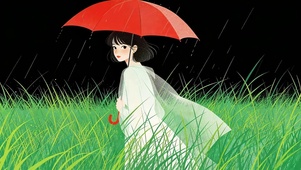 草原女孩插画
