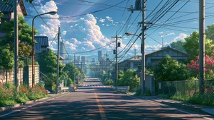 动漫街道风景