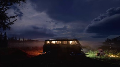 寂静夜晚野外露营