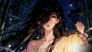 半颜罗纱夜行灯