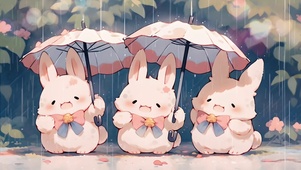 兔兔撑伞