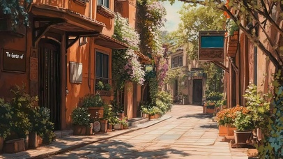 夏日外国小镇午后街道