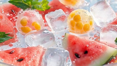 夏天西瓜冰水带鱼屏